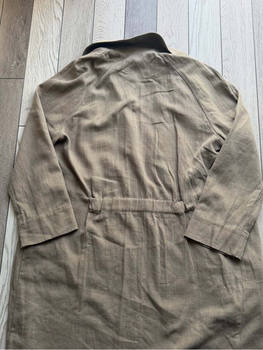 Zara Womens Linen Khaki Long Trench Coat - Picture 6 of 6